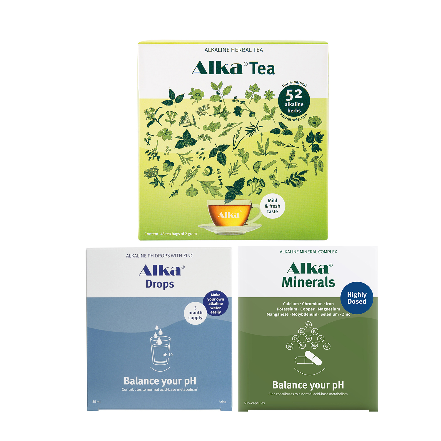 Alka® Starter Package Drops (1-2-3) | Drops, Tea & Greens Caps Multi+